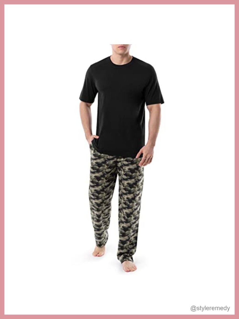 Plaid Fleece Sleep Pant and Tee Set Big & Tall Pull On